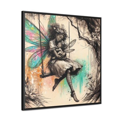 Mommy and Baby Girl Fairy Gallery Wrapped Canvas Print - Sweet Motherly Bond Wall Art for Nurseries or Child's Bedroom