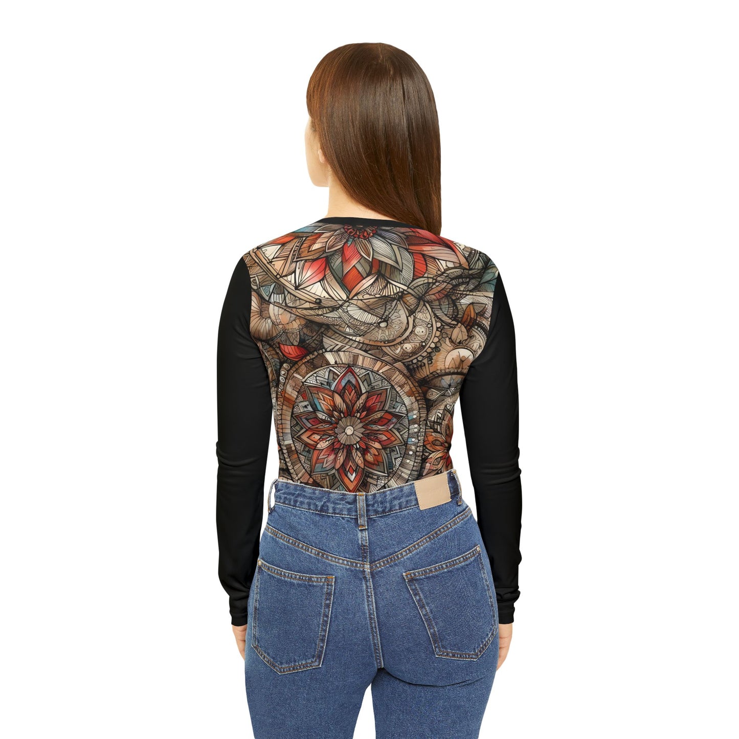 Vibrant Boho Autumn Floral Pattern - Women's Long Sleeve V-neck Shirt