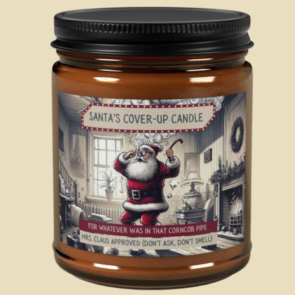 Santa's Cover-Up Candle - Mrs. Claus Approved, Don't Ask, Don't Smell! | Funny Christmas Candle | Amber Jar Soy Candle