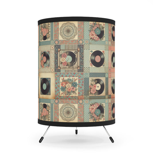 Tripod Table Lamp - Retro Records & Roses Patchwork