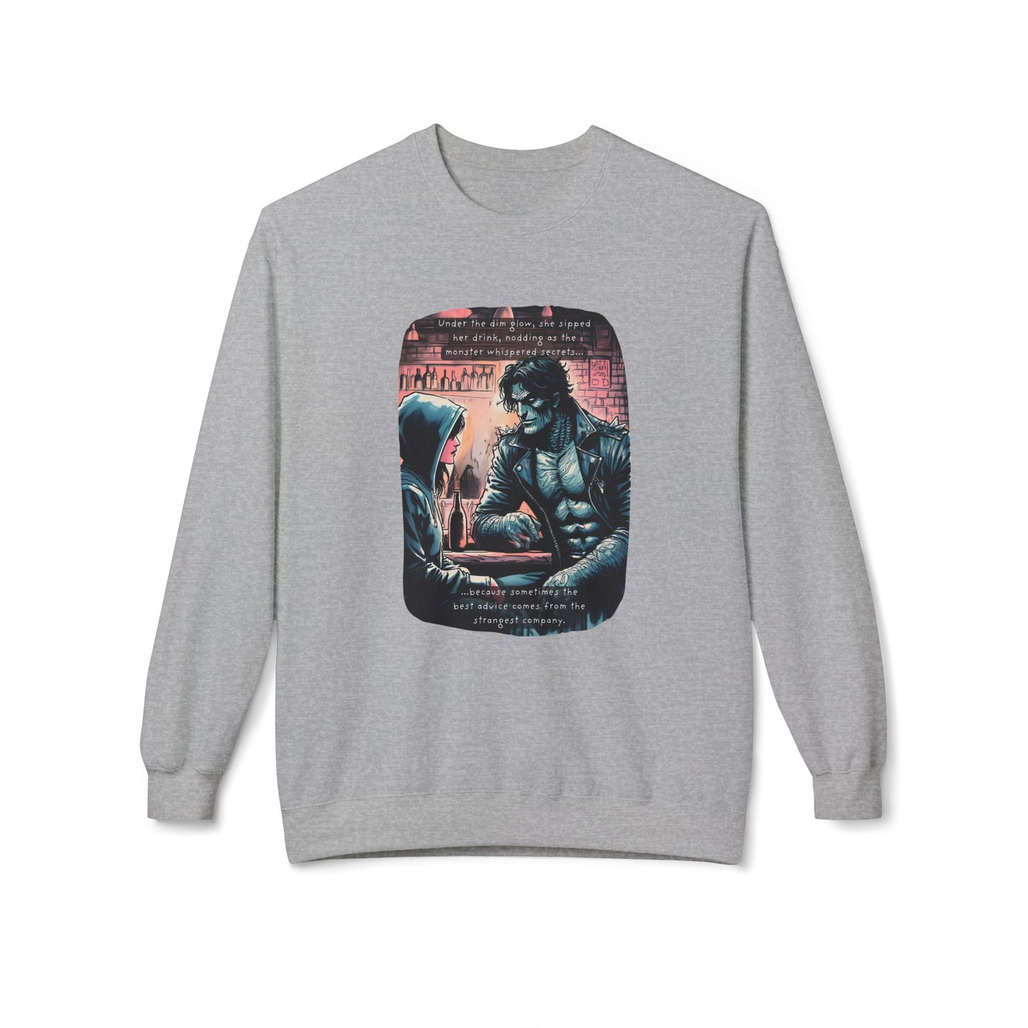 An Unexpected Companion (Beautiful Monsters Collection) - Unisex Midweight Softstyle Fleece Crewneck Sweatshirt, Multiple Colors Available