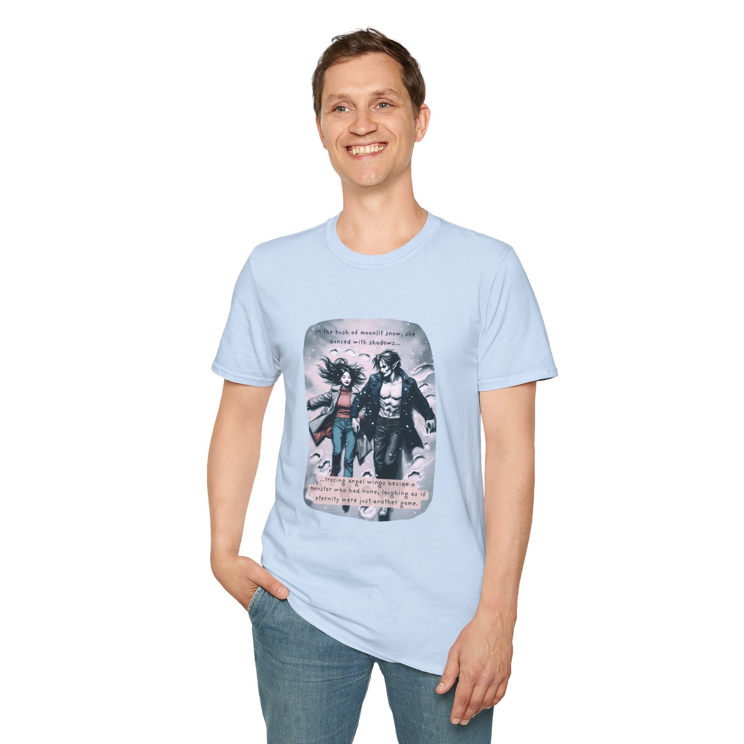 Snow Angels and Shadows (Beautiful Monsters Collection) - Unisex Softstyle T-Shirt, Multiple Colors Available