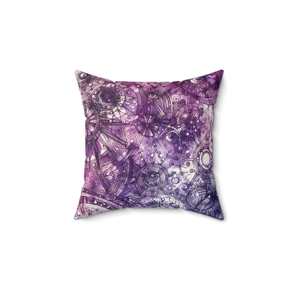 Square Pillow - Vibrant Purple Boho Celestial Mandala