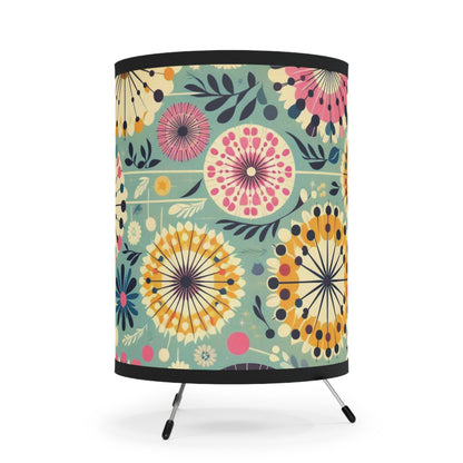 Retro Dandelion Tripod Lamp - Teal, Pink, Blue, Yellow 50s & 60s Style - Grandma Chic Design - Cozy Lighting for Living Spaces