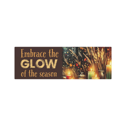 Metal Art Sign - 'Enjoy the Glow of the Season' - Vibrant Home Decor with Candles, Pumpkins, Leaves, Sesaonal Wall Art