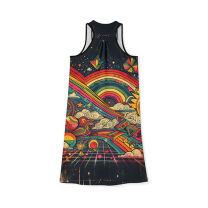 Racerback Dress - 80s Arcade Rainbows and Clouds