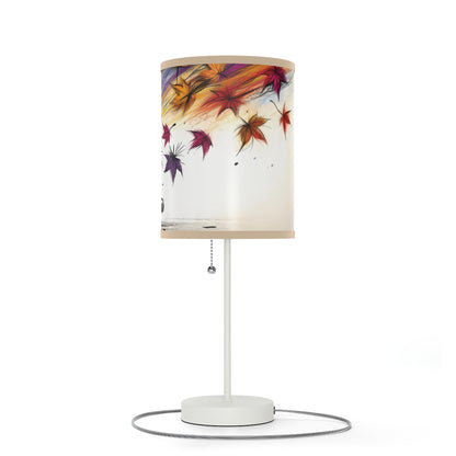 Kid's Table Lamp - Playful Kitten Chasing Autumn Leaves