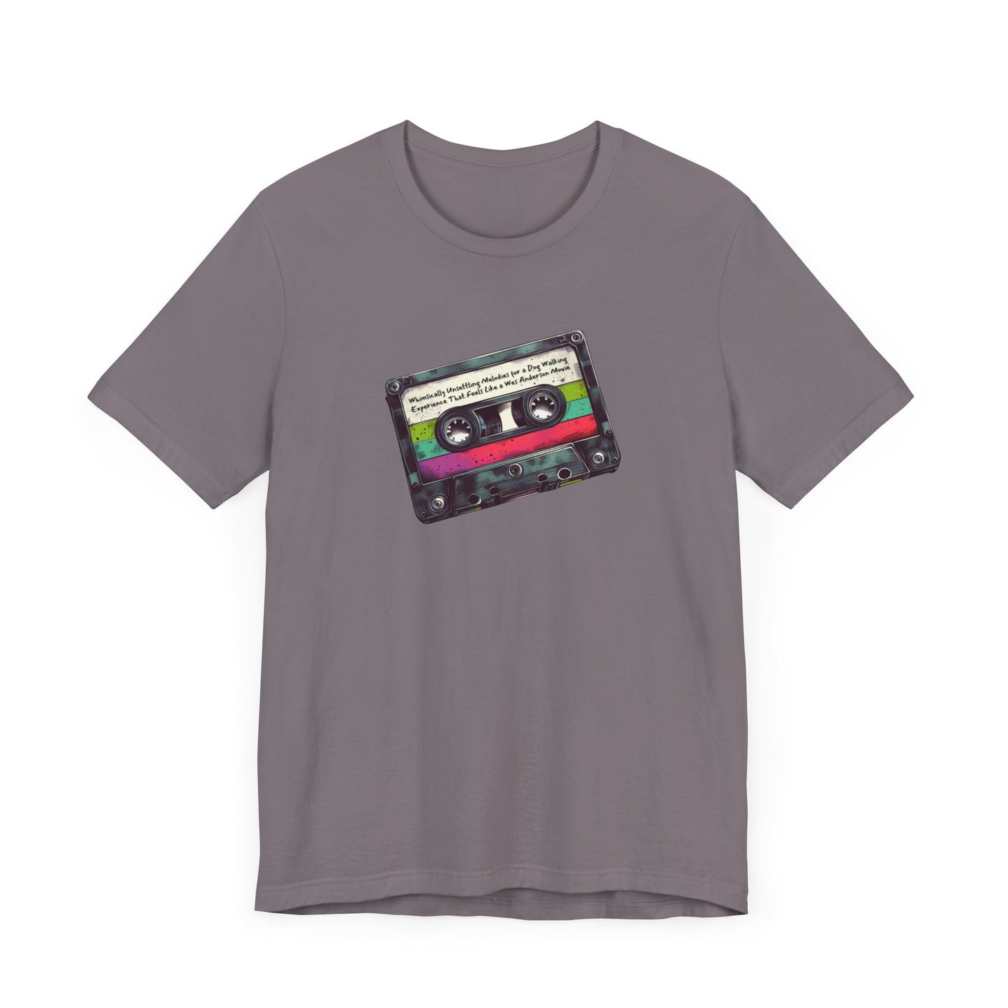 "Whimsically Unsettling Melodies for a Dog Walking Experience That Feels Like a Wes Anderson Movie" Mixtape T-shirt - Unisex Jersey Short Sleeve Tee