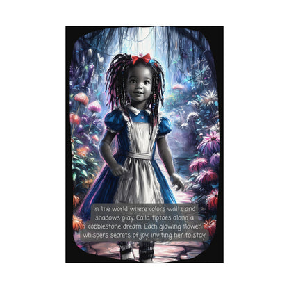 Textured Watercolor Matte Poster - Young Girl Steps into a Magical, Vibrant Wonderland (8 Sizes Available)