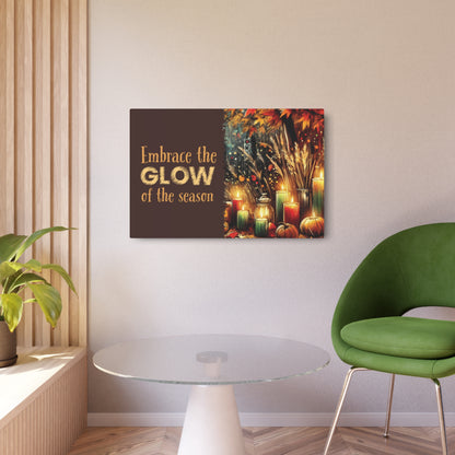 Metal Art Sign - 'Enjoy the Glow of the Season' - Vibrant Home Decor with Candles, Pumpkins, Leaves, Sesaonal Wall Art