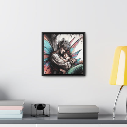 Daddy and Baby Fairy Gallery Wrapped Canvas Print - Sweet Fatherly Bond Wall Art for Nurseries or Child's Bedroom