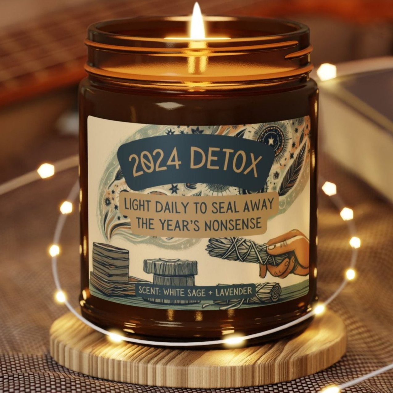 2024 Detox Candle - Burn Away Negativity for a Fresh Start in 2025 - Sage & Lavender Scented - Cheeky Candle Ideal for Gifting