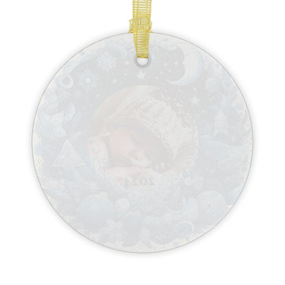 Sweet Winter Dreams Glass Christmas Ornament with Custom Photo and Year - Dreamy Blue Design, Great for Photos of Kids, Babies, Pets, Family