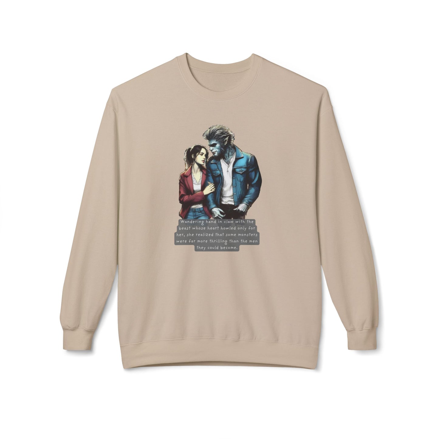 Stroll with a Teenage Werewolf (Beautiful Monsters Collection) - Unisex Midweight Softstyle Fleece Crewneck Sweatshirt, Multiple Colors Available