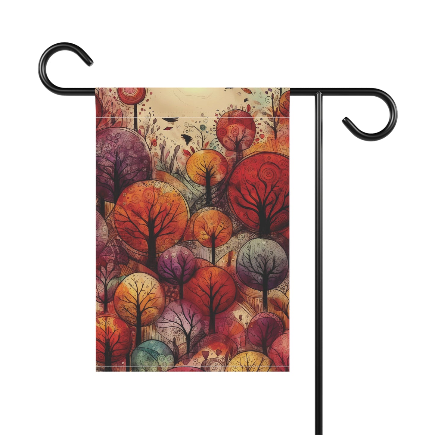 Porch or Yard Flag / Garden Banner - Autumn Whimsical Boho Trees