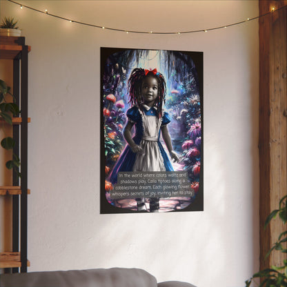 Textured Watercolor Matte Poster - Young Girl Steps into a Magical, Vibrant Wonderland (8 Sizes Available)