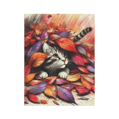 Yard Flag / Garden Banner - Autumn Peekaboo Cat