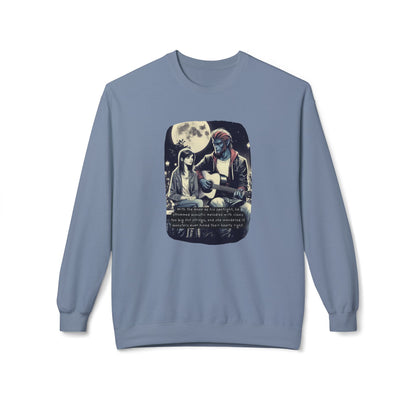 Tune Under the Moon (Beautiful Monsters Collection) - Unisex Midweight Softstyle Fleece Crewneck Sweatshirt, Multiple Colors Available