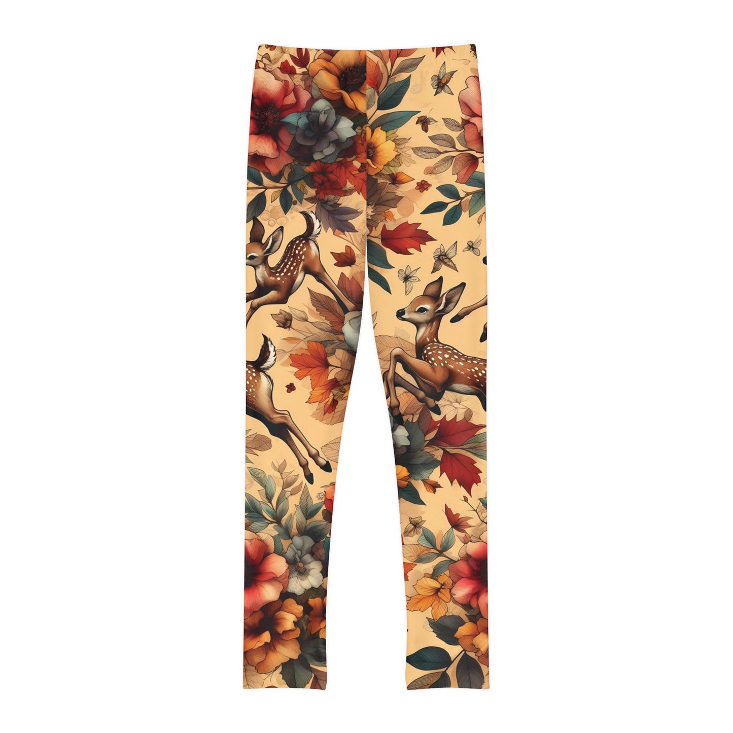 Toddler and Youth Fall Leggings: Fawns and Blossoms, 18mo-12y