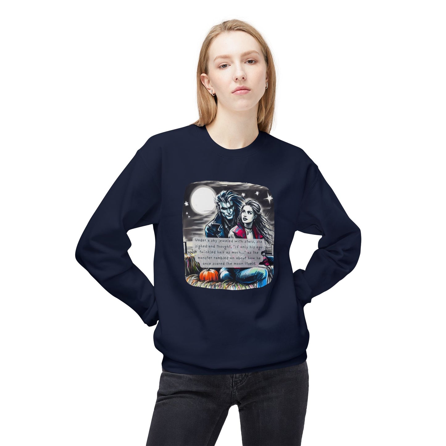 Midnight Harvest Hayride (Beautiful Monsters Collection) - Unisex Midweight Softstyle Fleece Crewneck Sweatshirt, Multiple Colors Available