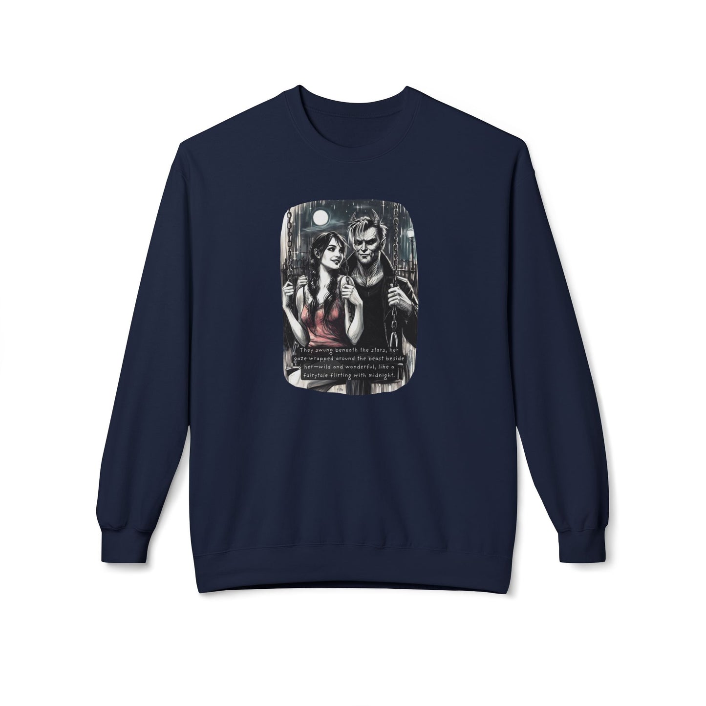 Swing Me to the Moon (Beautiful Monsters Collection) - Unisex Midweight Softstyle Fleece Crewneck Sweatshirt, Multiple Colors Available