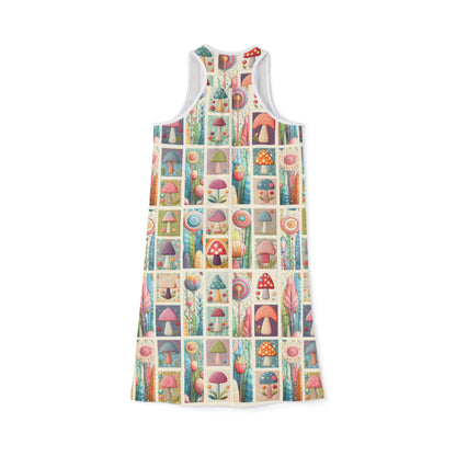 Racerback Dress - Whimsical Mushroom and Flower Patchwork