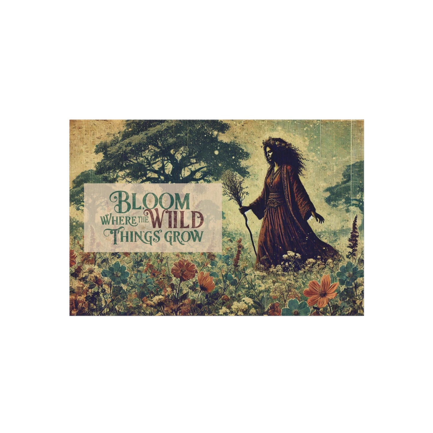 Outdoor Rug - Ancient Goddess Walking Through Majestic Field