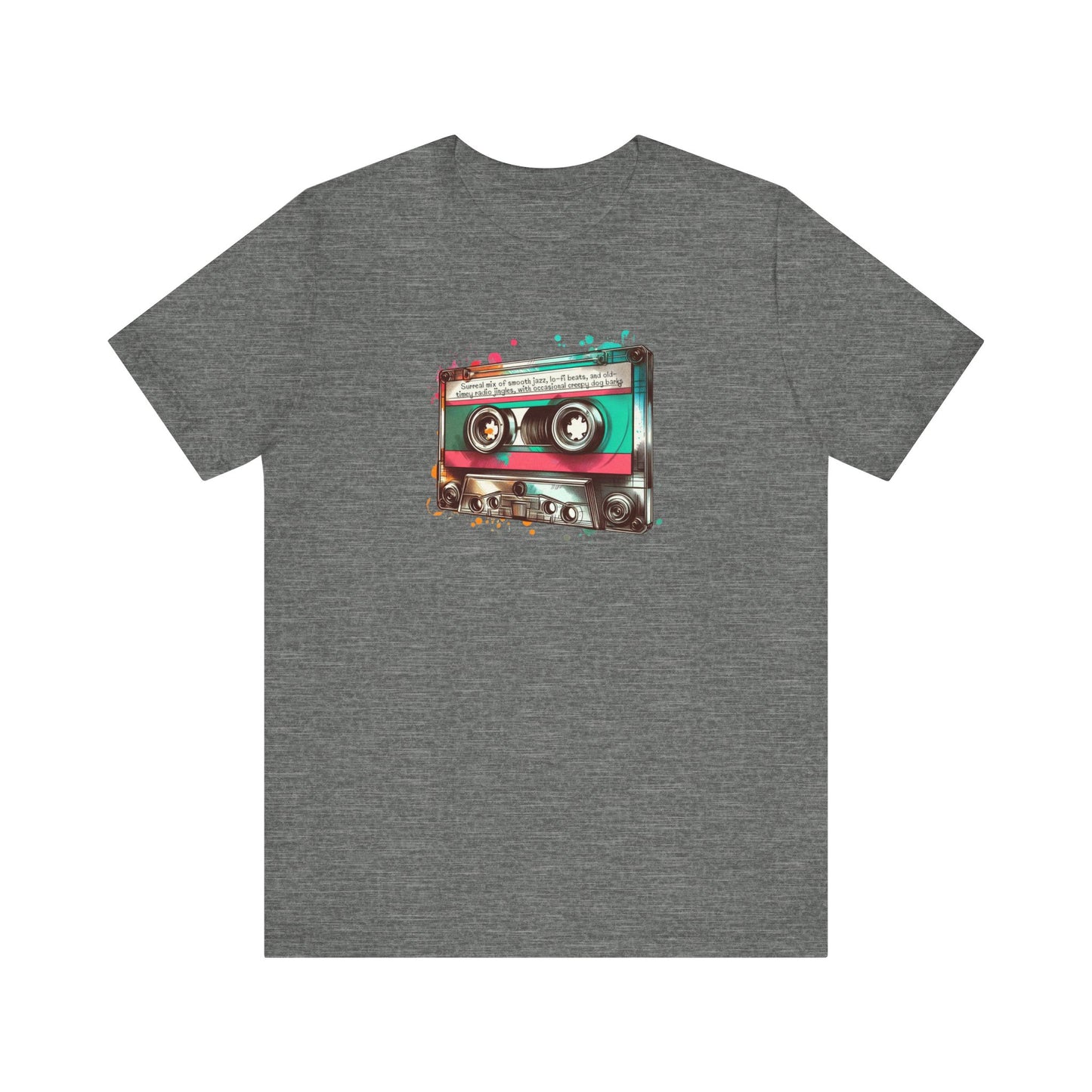 "Surreal Mix of Smooth Jazz, Lo-fi Beats, and Old-Timey Radio Jingles with Occasional Creepy Dog Bark" Mixtape T-shirt - Unisex Jersey Short Sleeve Tee