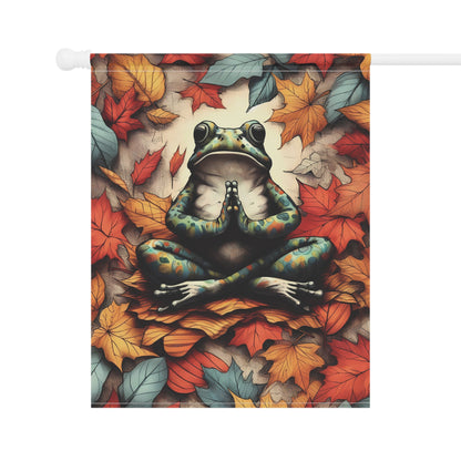 Porch or Yard Flag / Garden Banner - Namaste Frog and Leaves