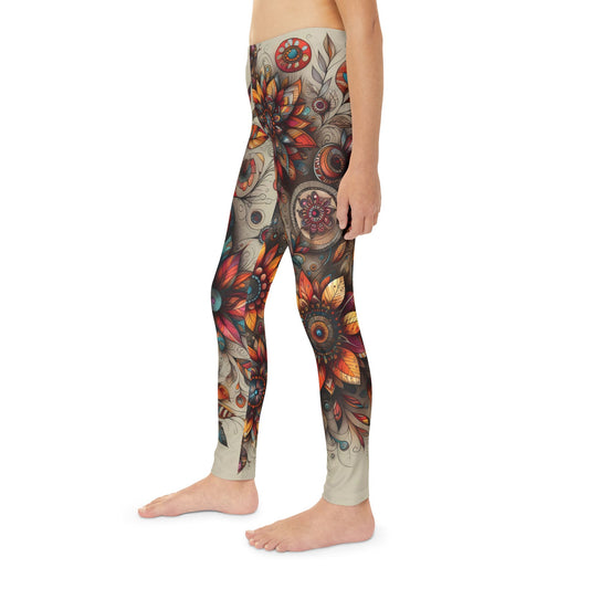 Toddler and Youth Fall Leggings: Autumn Blossoms, 18mo-12y