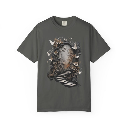 Gothic Fairy Door Art Comfort Colors Garment Dyed T-Shirt | Dark Fantasy Enchanted Mushroom Portal Tee | Whimsigoth Cottagecore Fashion
