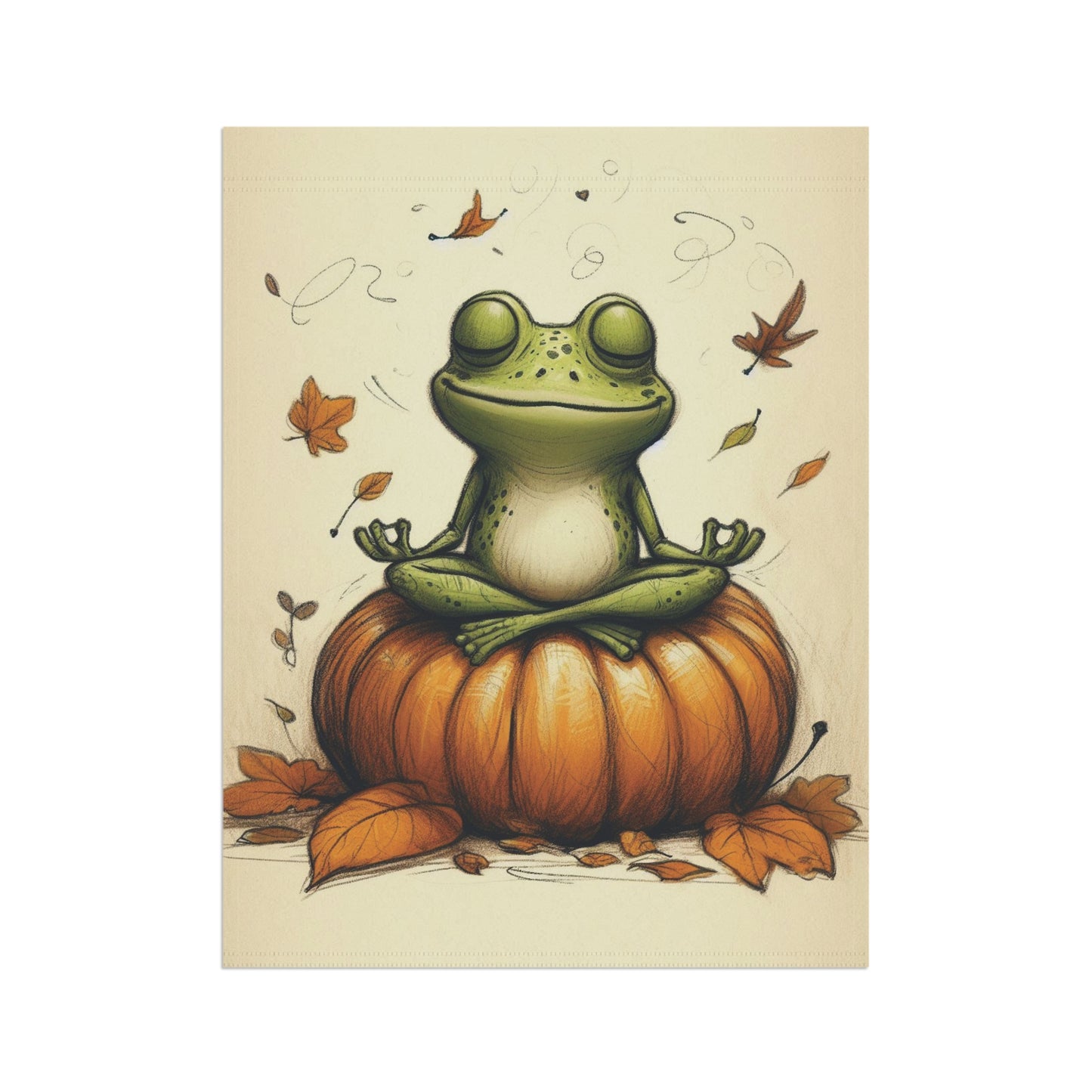 Porch or Yard Flag / Garden Banner - Zen Autumn Frog