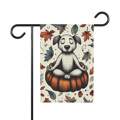 Porch or Yard Flag / Garden Banner - Zen Dog on Pumpkin