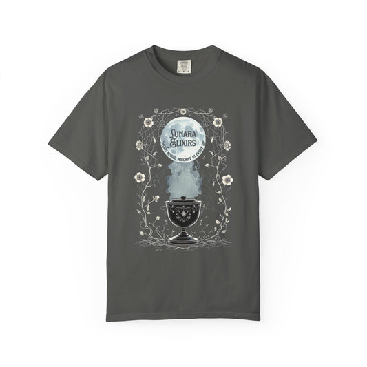 Moonlight Potion Comfort Colors T-Shirt - "Moon-Kissed Mischief" Halloween Witchy Tee, Mystical Cauldron Shirt, Cottage Goth Design