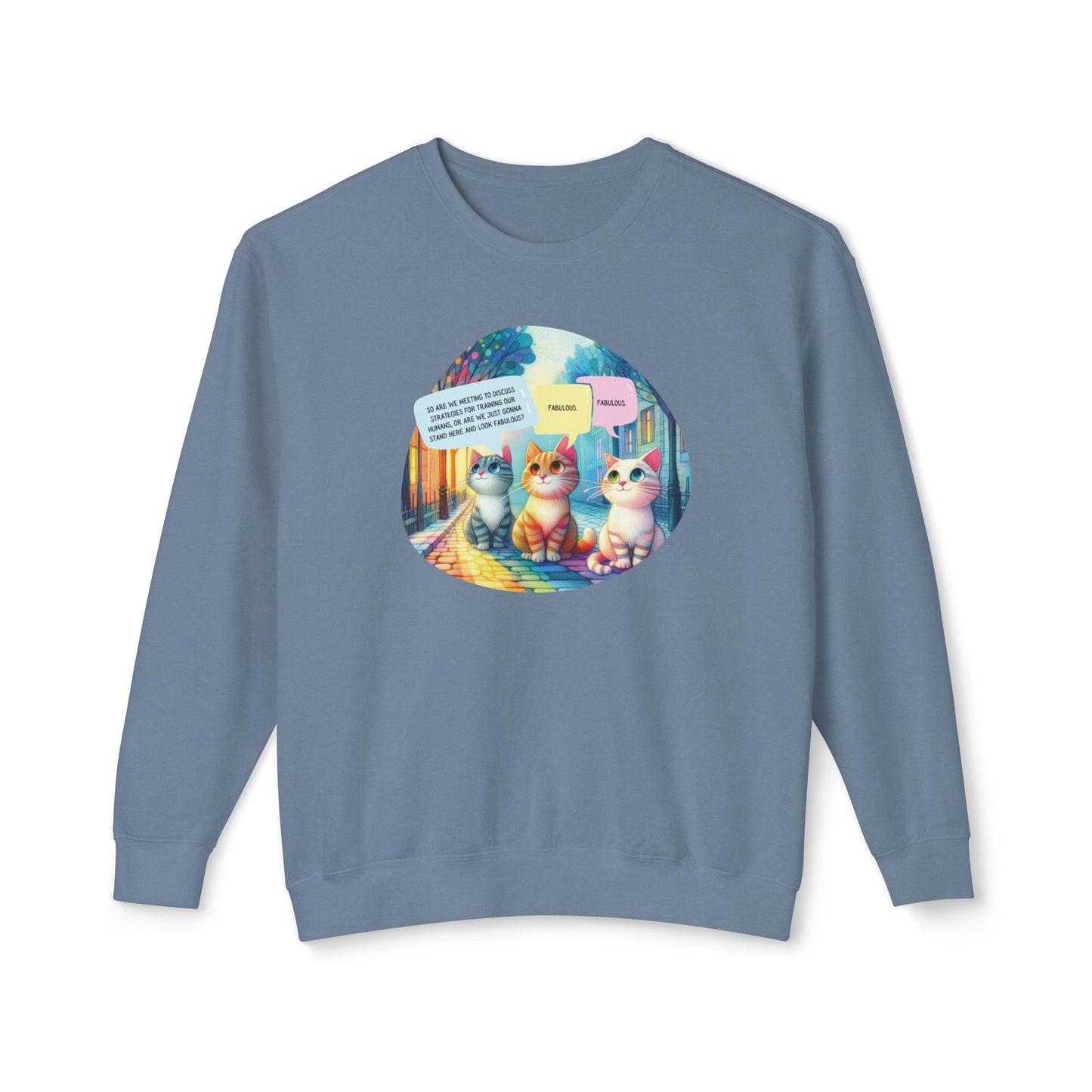 Fabulous Cat Meeting Sweatshirt - Whimsical Rainbow Cat Cartoon in Bright Colors | Cute & Cozy Gift for Cat Lovers