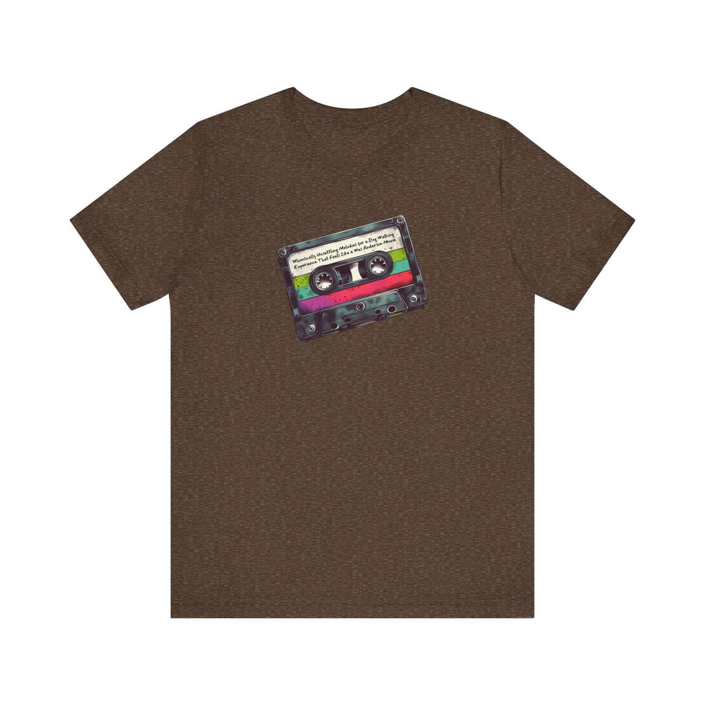 "Whimsically Unsettling Melodies for a Dog Walking Experience That Feels Like a Wes Anderson Movie" Mixtape T-shirt - Unisex Jersey Short Sleeve Tee