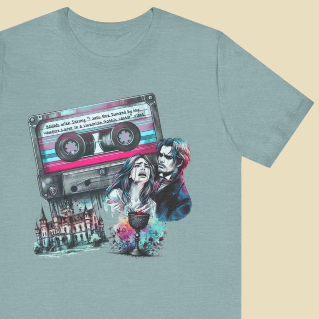 Mixtape T-Shirt - "Vampire Breakup Ballads" Collage, Unisex Tee with Retro Design, Great Gift for Music Lovers