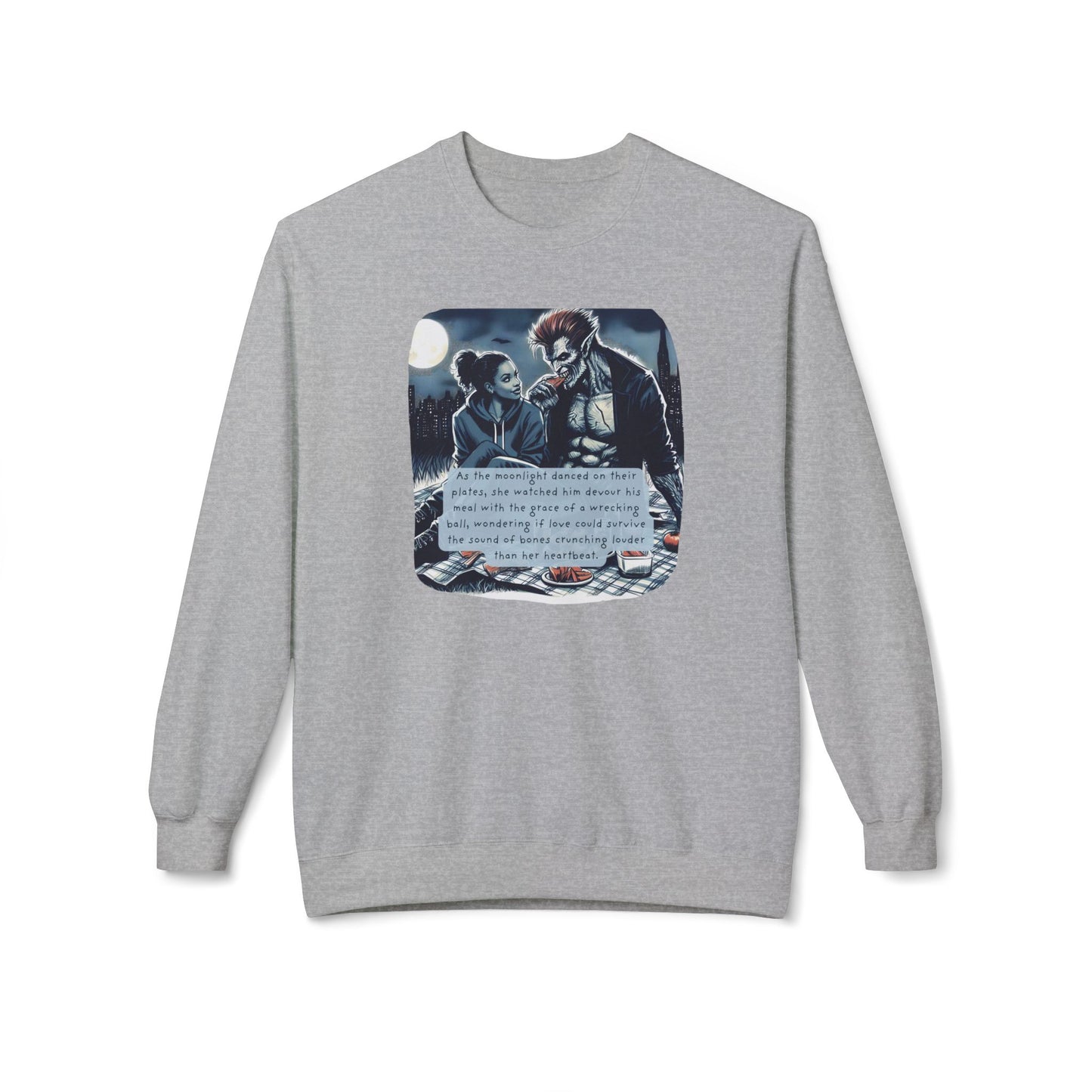 Midnight Picnic: A Love Story (Beautiful Monsters Collection) - Unisex Midweight Softstyle Fleece Crewneck Sweatshirt, Multiple Colors Available