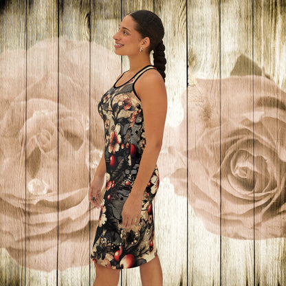 Racerback Dress - Blooms, Cherries, and Black Lace