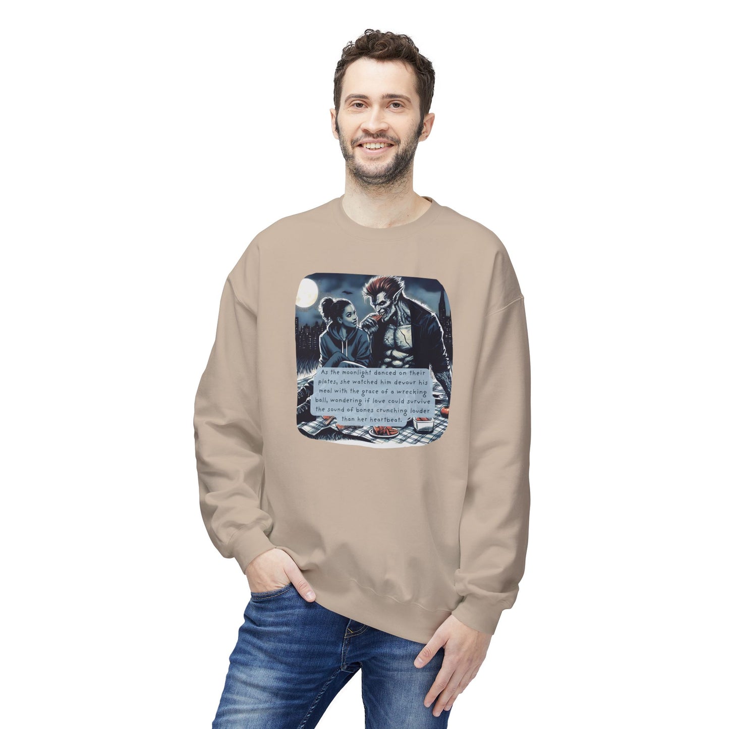 Midnight Picnic: A Love Story (Beautiful Monsters Collection) - Unisex Midweight Softstyle Fleece Crewneck Sweatshirt, Multiple Colors Available