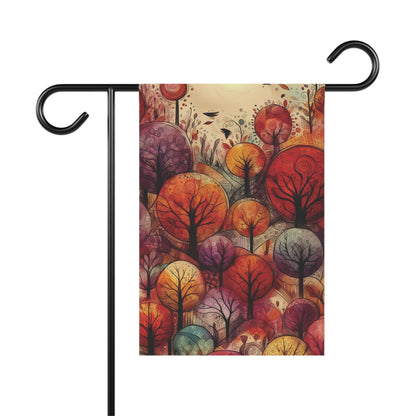 Porch or Yard Flag / Garden Banner - Autumn Whimsical Boho Trees