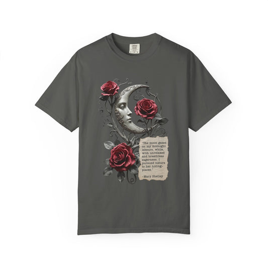 Mary Shelley Quote Comfort Colors Garment Dyed T-Shirt | Gothic Literature Moon Rose Tee | Dark Academia Victorian Fashion | Literary Gift
