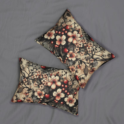 Lumbar Pillow - Blooms, Cherries, and Black Lace