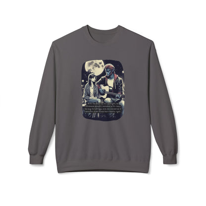 Tune Under the Moon (Beautiful Monsters Collection) - Unisex Midweight Softstyle Fleece Crewneck Sweatshirt, Multiple Colors Available