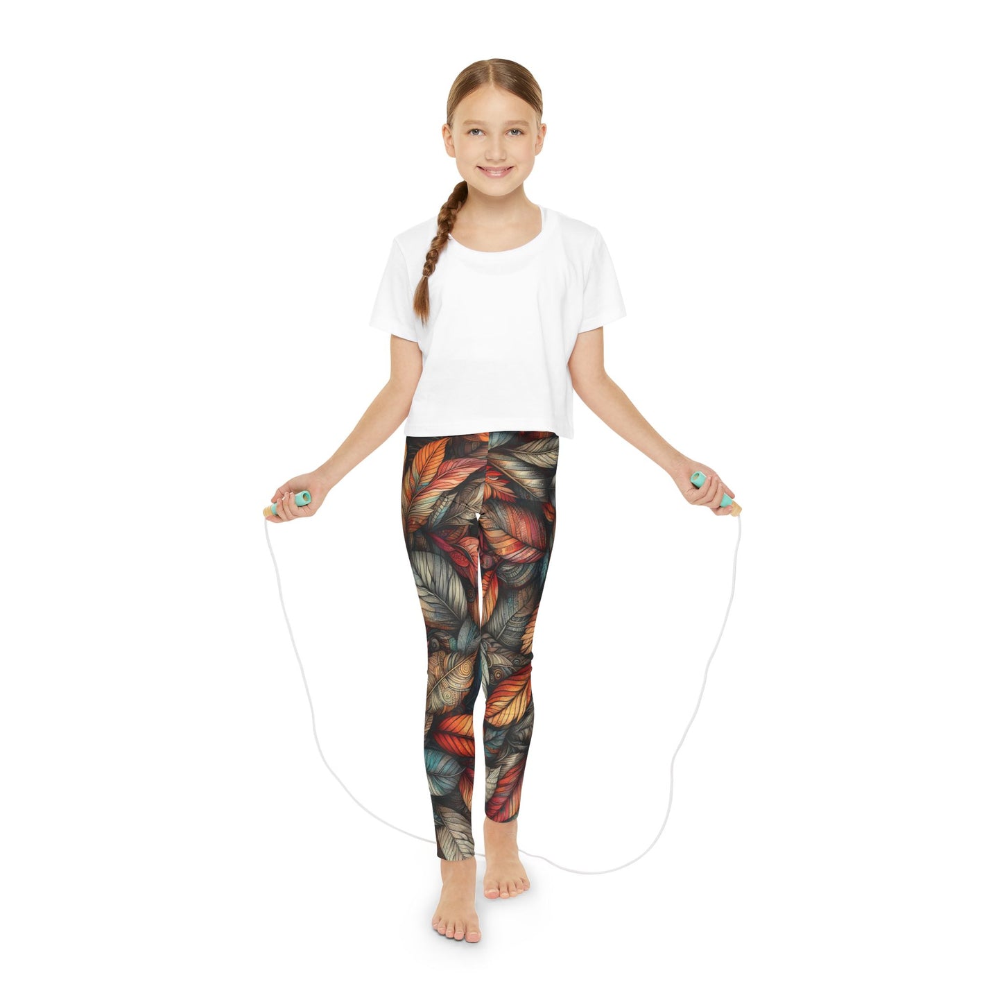 Toddler and Youth Fall Leggings: Sketched Vibrant Leaves, 18mo-12y