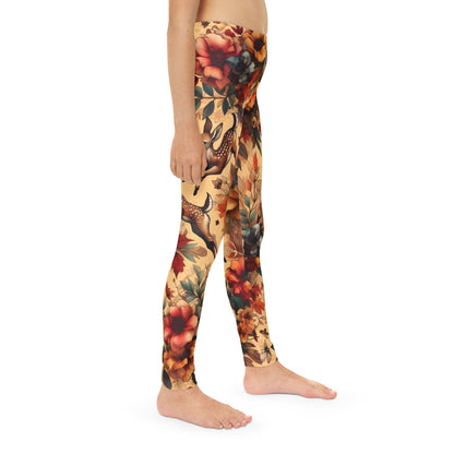 Toddler and Youth Fall Leggings: Fawns and Blossoms, 18mo-12y