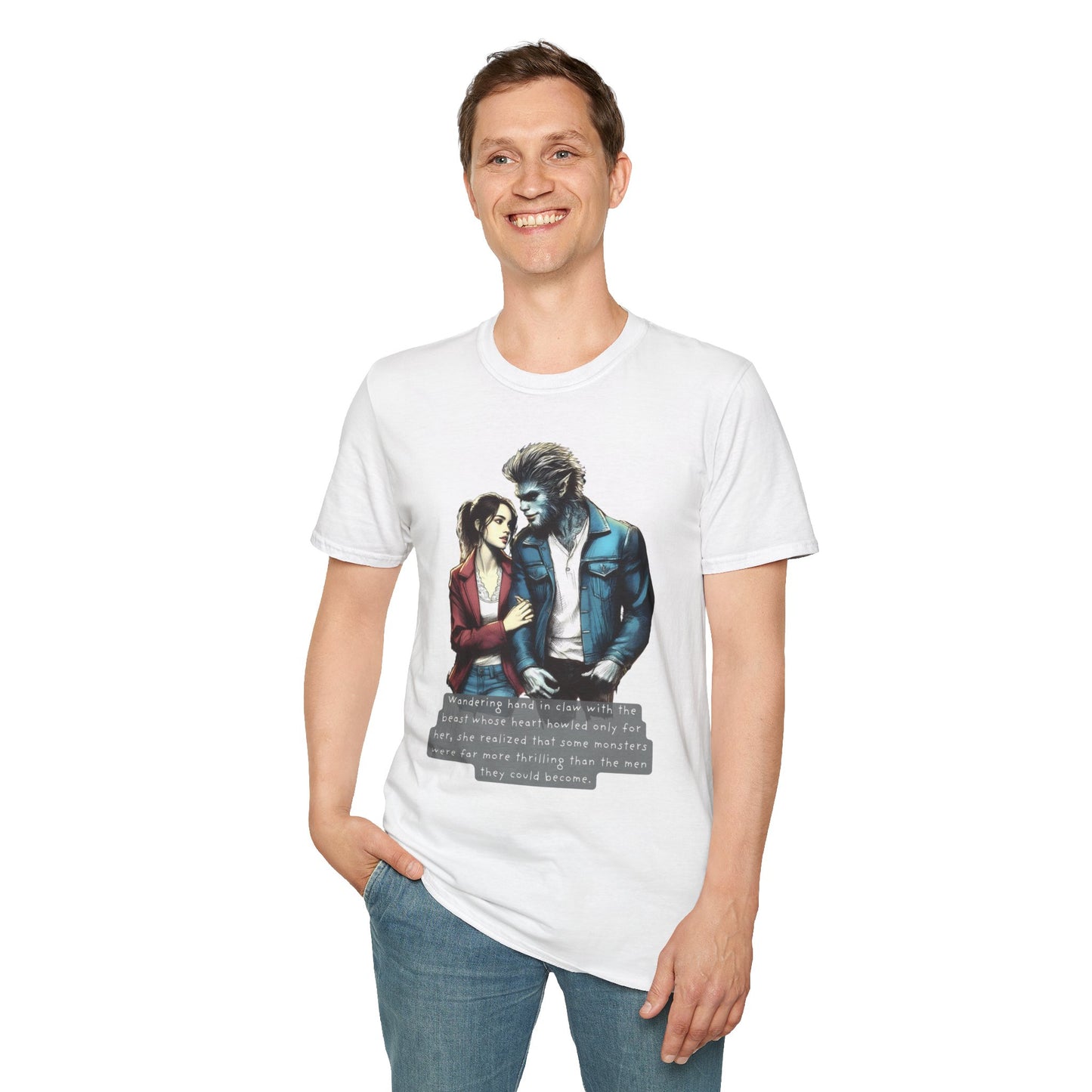 Stroll with a Teenage Werewolf (Beautiful Monsters Collection) - Unisex Softstyle T-Shirt, Multiple Colors Available