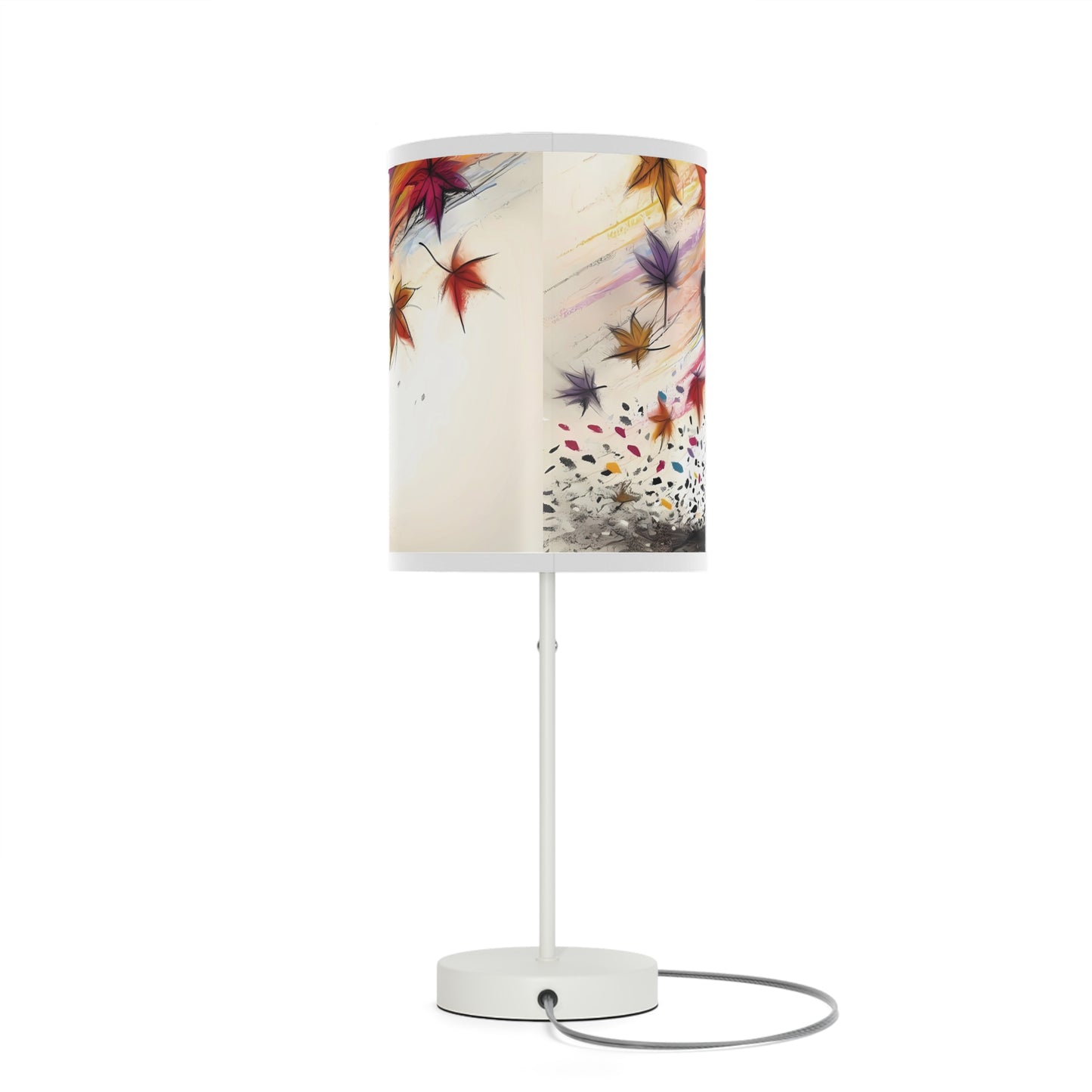 Kid's Table Lamp - Playful Kitten Chasing Autumn Leaves