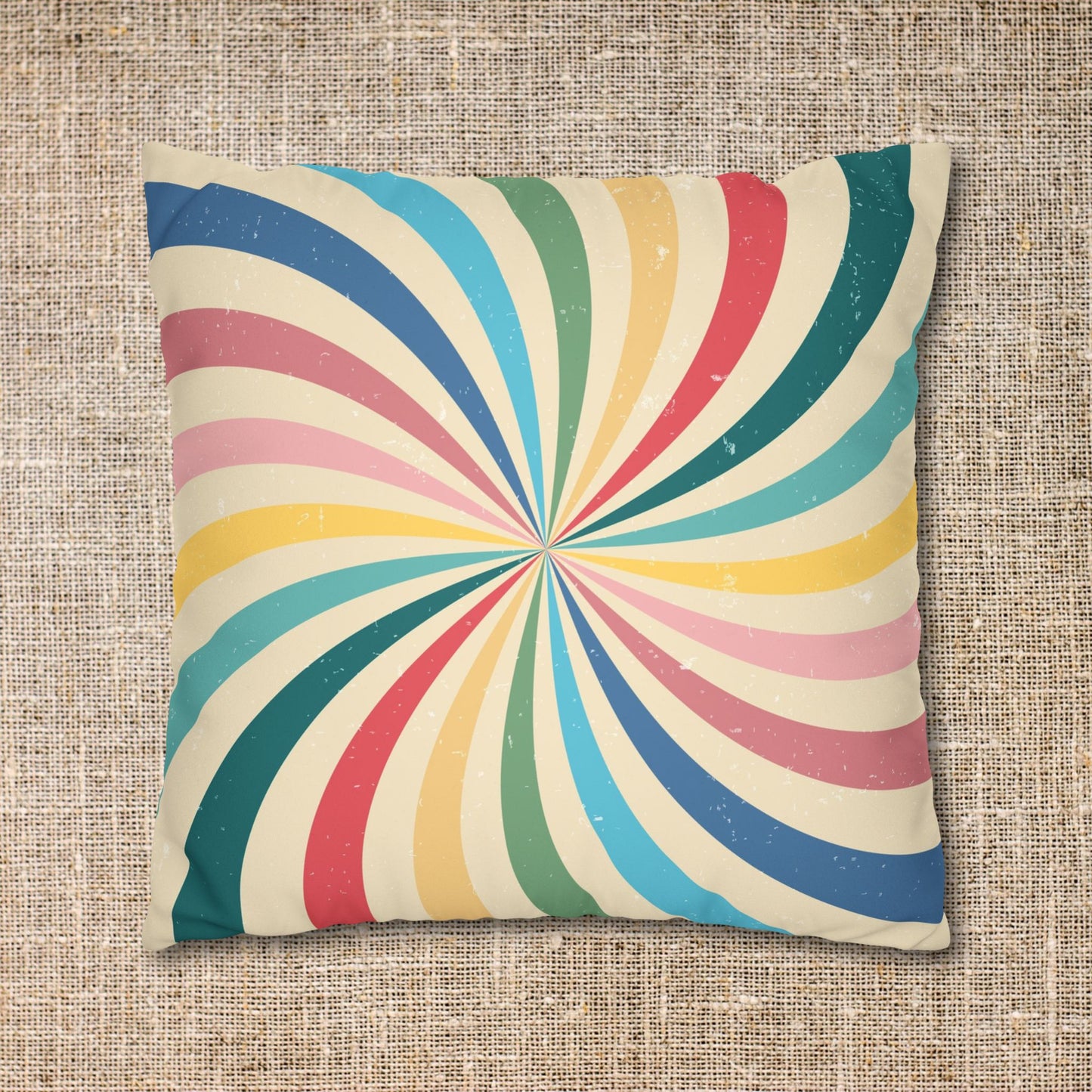 Faux Suede Pillowcase - "Fairy Dust Zone: Sparkle Responsibly" Text in a Whimsical Retro Vintage Rainbow Design