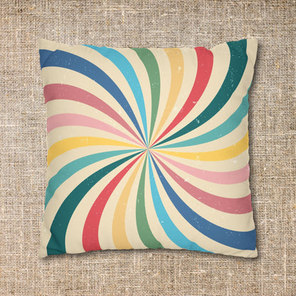 Faux Suede Pillowcase - "Fairy Dust Zone: Sparkle Responsibly" Text in a Whimsical Retro Vintage Rainbow Design